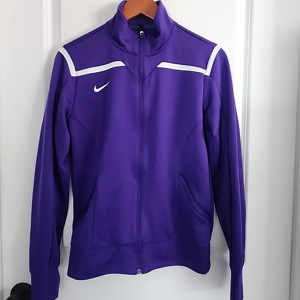 Nike Team Avenger Warm Up Jacket Womens Size M Purple White Full Zip Track Logo